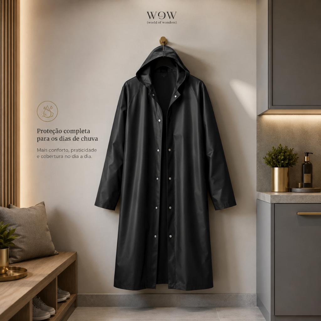Capa De Chuva Impermeável Forrado Com Capuz Epi Preto