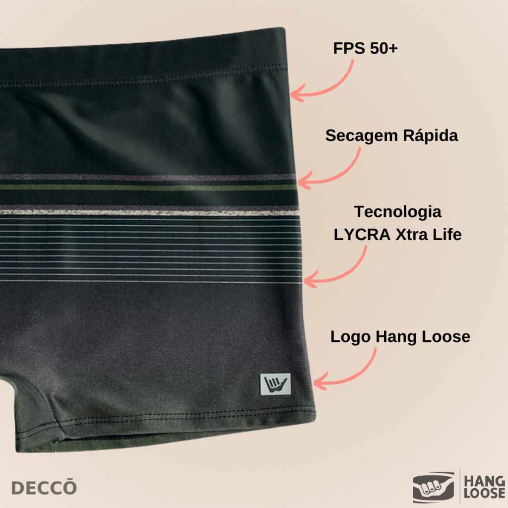 Sunga Estampada Boxer Hang Loose Forrada Com Cordão De Regulagem Moda Praia FPS 50 Verão
