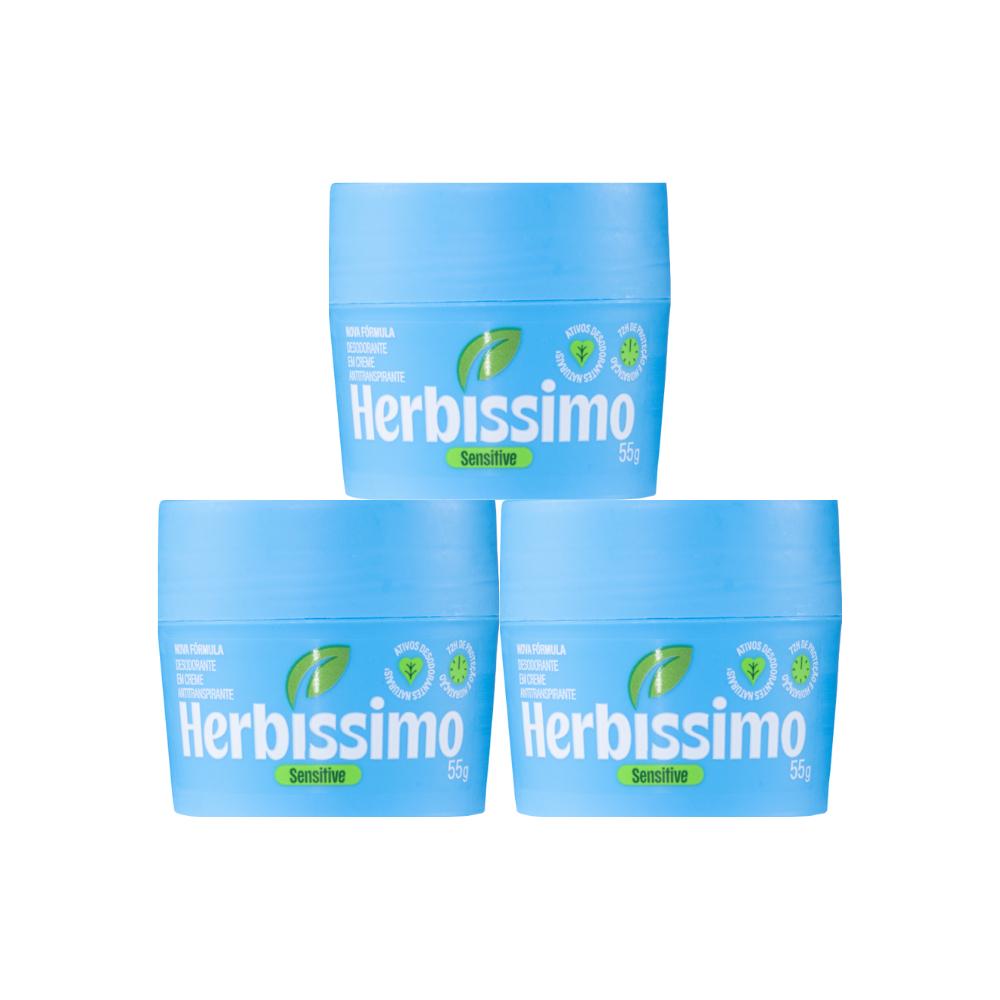 Kit Desodorante Em Creme Antitranspirante Herbíssimo Sensitive 55G (3 Unidades)