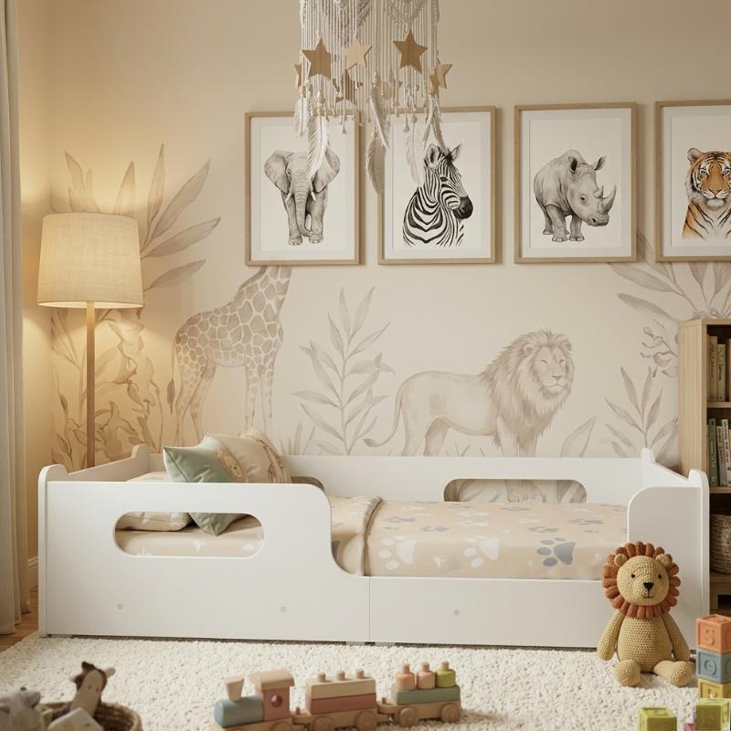 Mini Cama Infantil Encanto Montessoriana Para Colchão D18 Menino Menina Branco Em Mdf Quarto Infantil - Av
