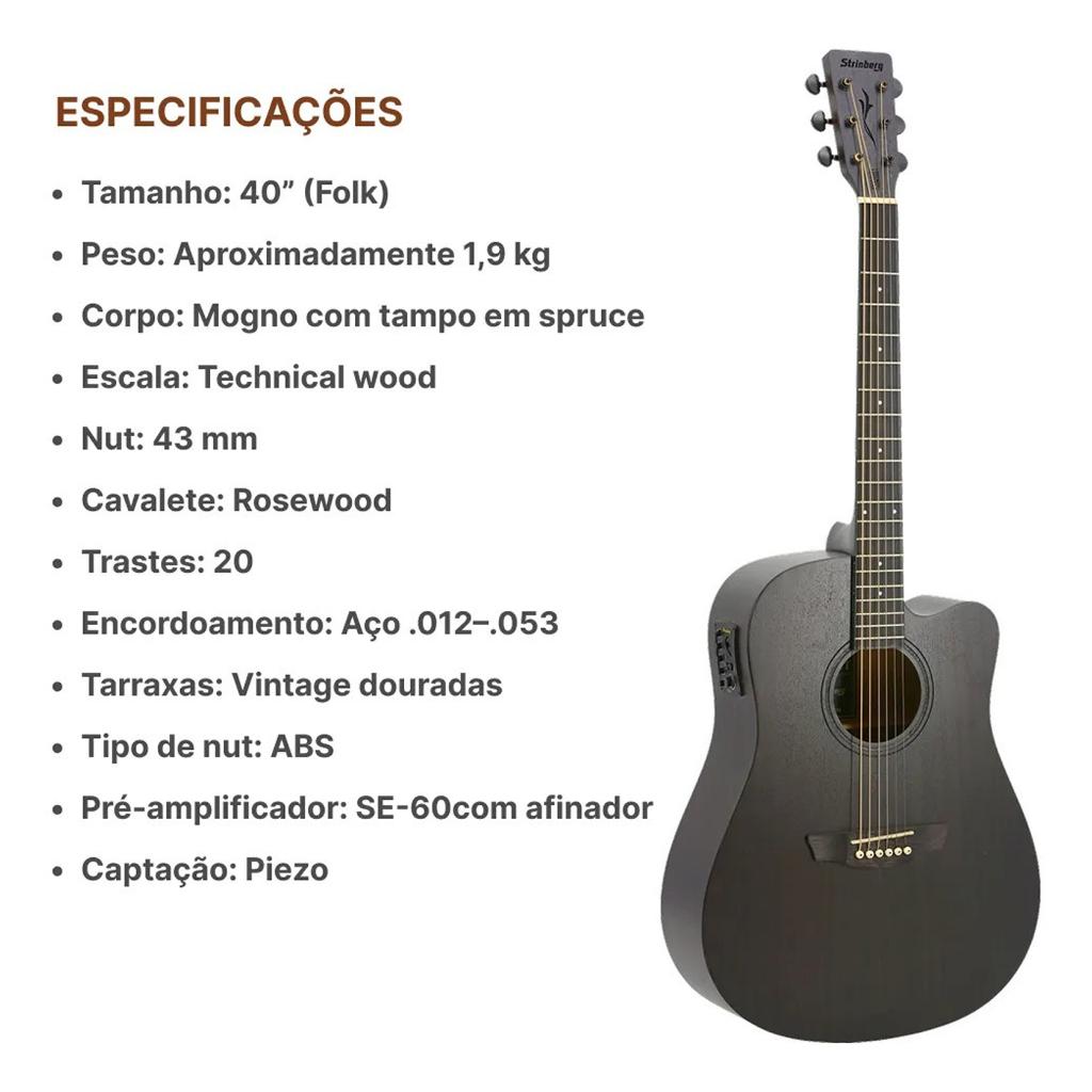 Violao Eletroacustico Strinberg Forest Fs4d Tobacco