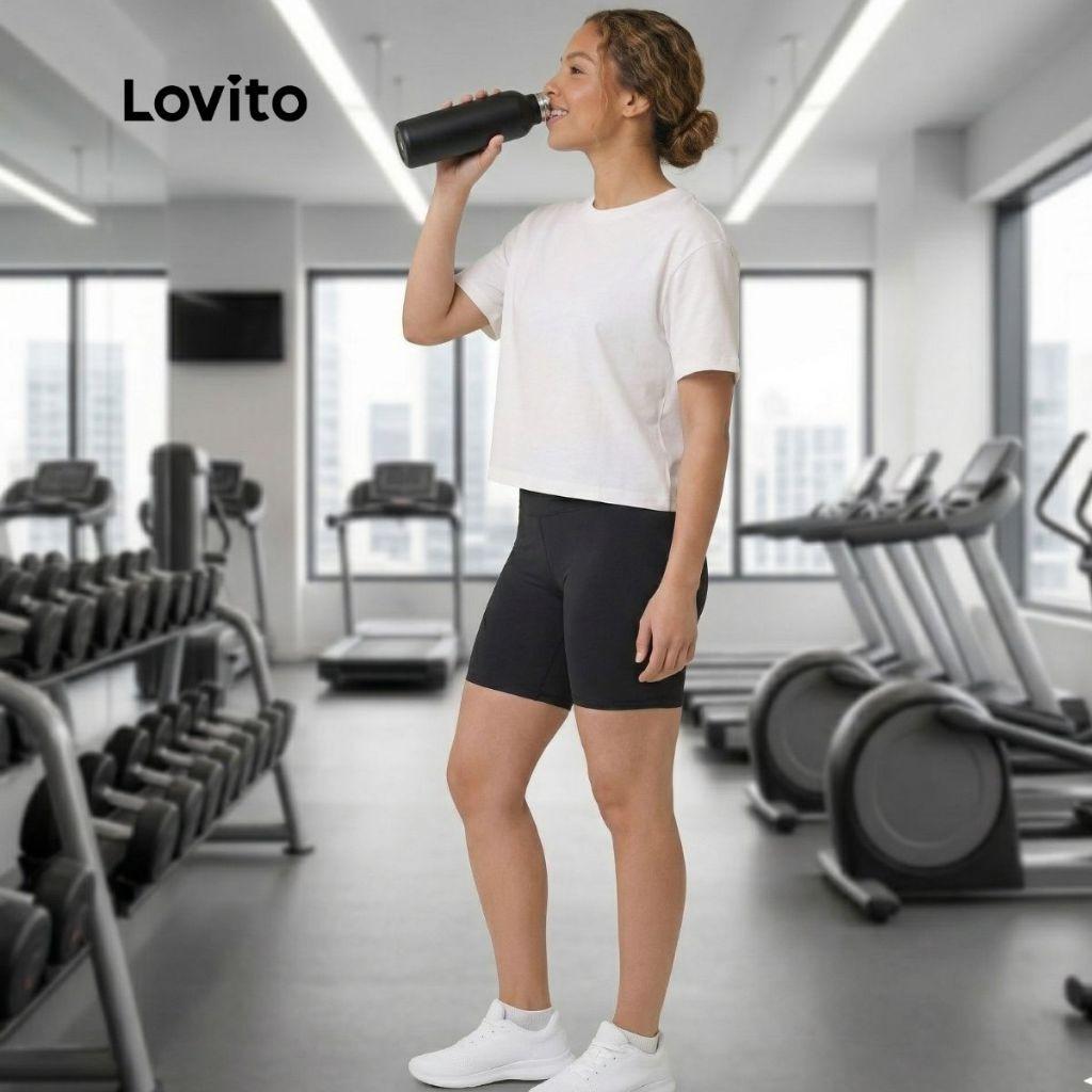 Lovito T-shirt Feminina Esportiva Algodão Estampa Wellness Otb16871717