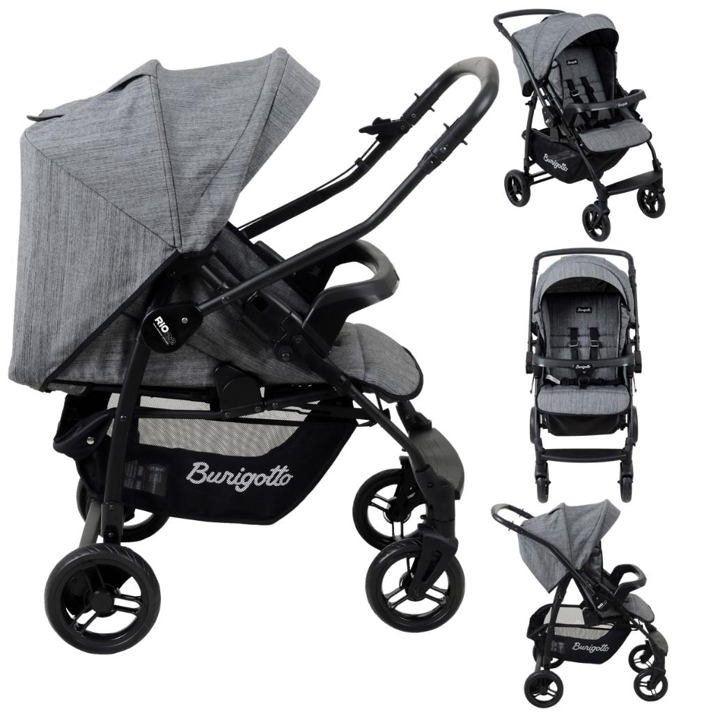 Carrinho Rio K Com Bebê Conforto Mesclado Preto - Burigotto