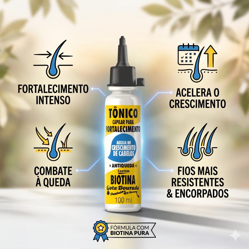 Tônico Biotina Gota Dourada 100ml Crescimento Acelerado