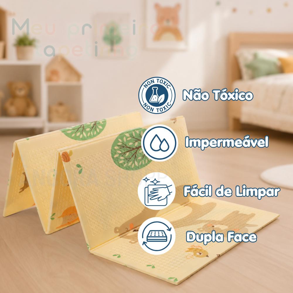 Tapete Infantil De Atividades 180 X 120 X 1cm Dupla Face Urso Tatame Térmico Emborrachado