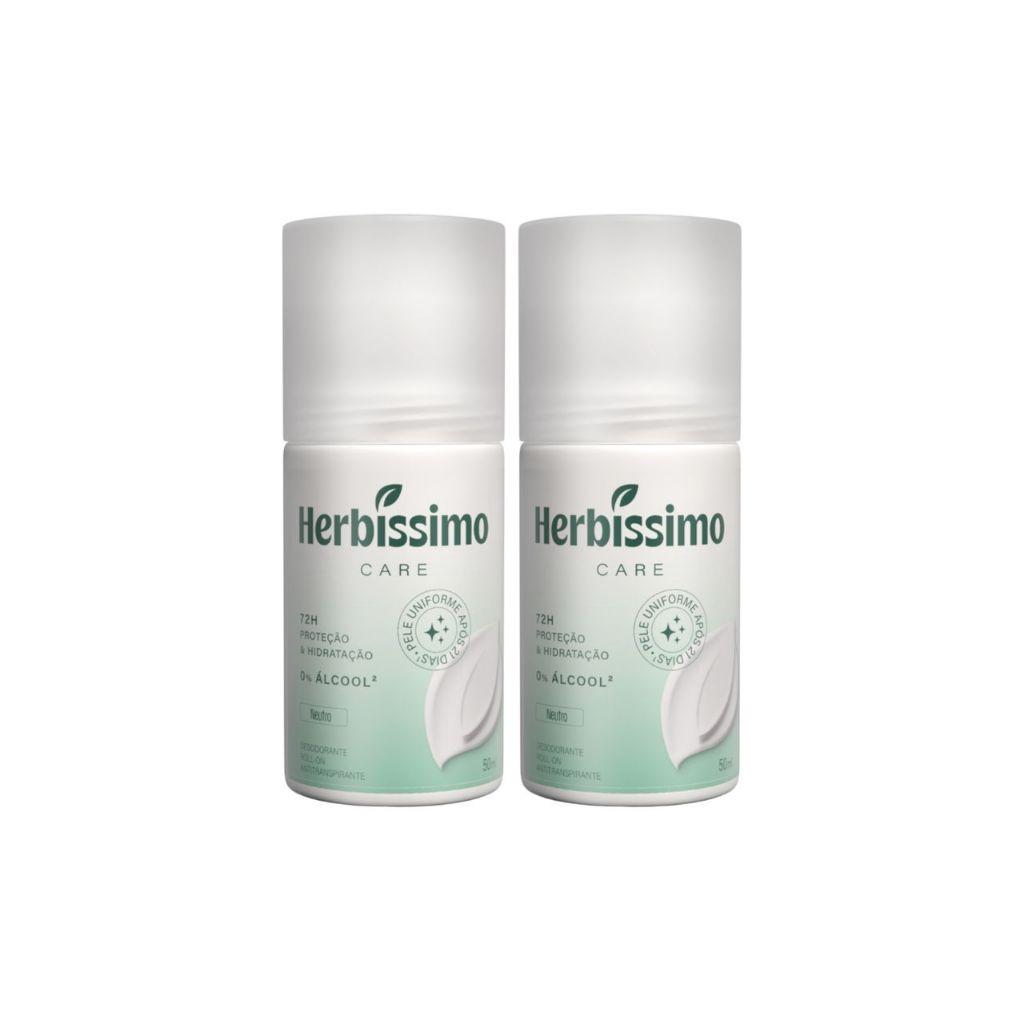 Kit Desodorante Roll-on Antitranspirante Herbíssimo Care Neutro 50ml (2 Unidades)
