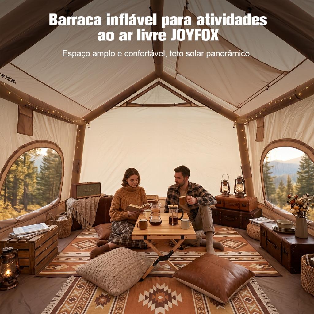 Barraca De Acampamento Inflável 8 Pessoas Impermeável 2000mm Com Bomba Grande Resistente Joyfox