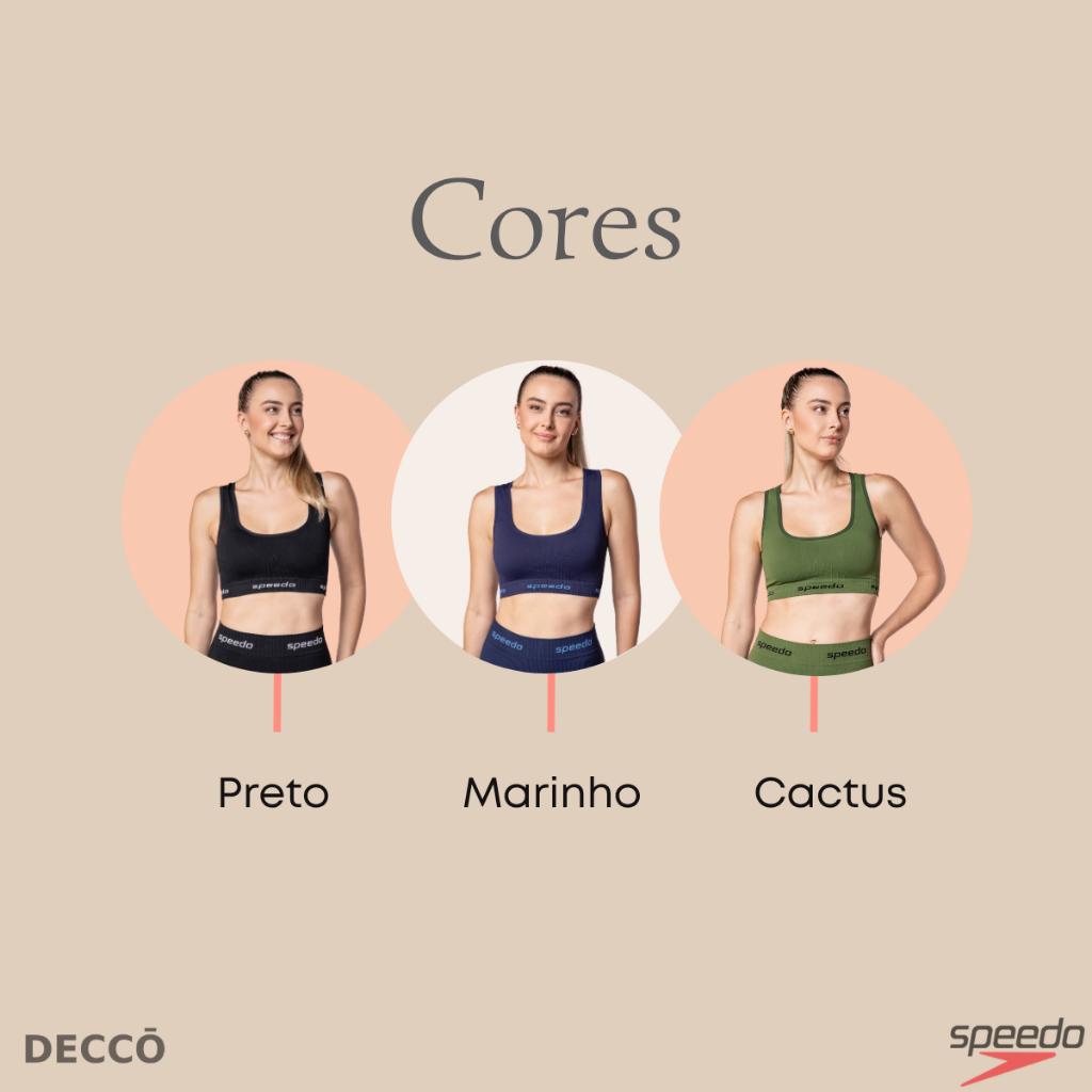 Top Cropped Speedo Canelado Feminino Academia Treino Conforto Com Bojo Removivel Detalhe Costas