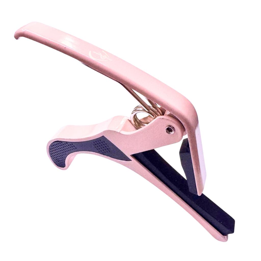 Capotraste Pestana Braçadeira Rosa Violão Guitarra Ukulele + Porta Palhetas+ 2 Palhetas