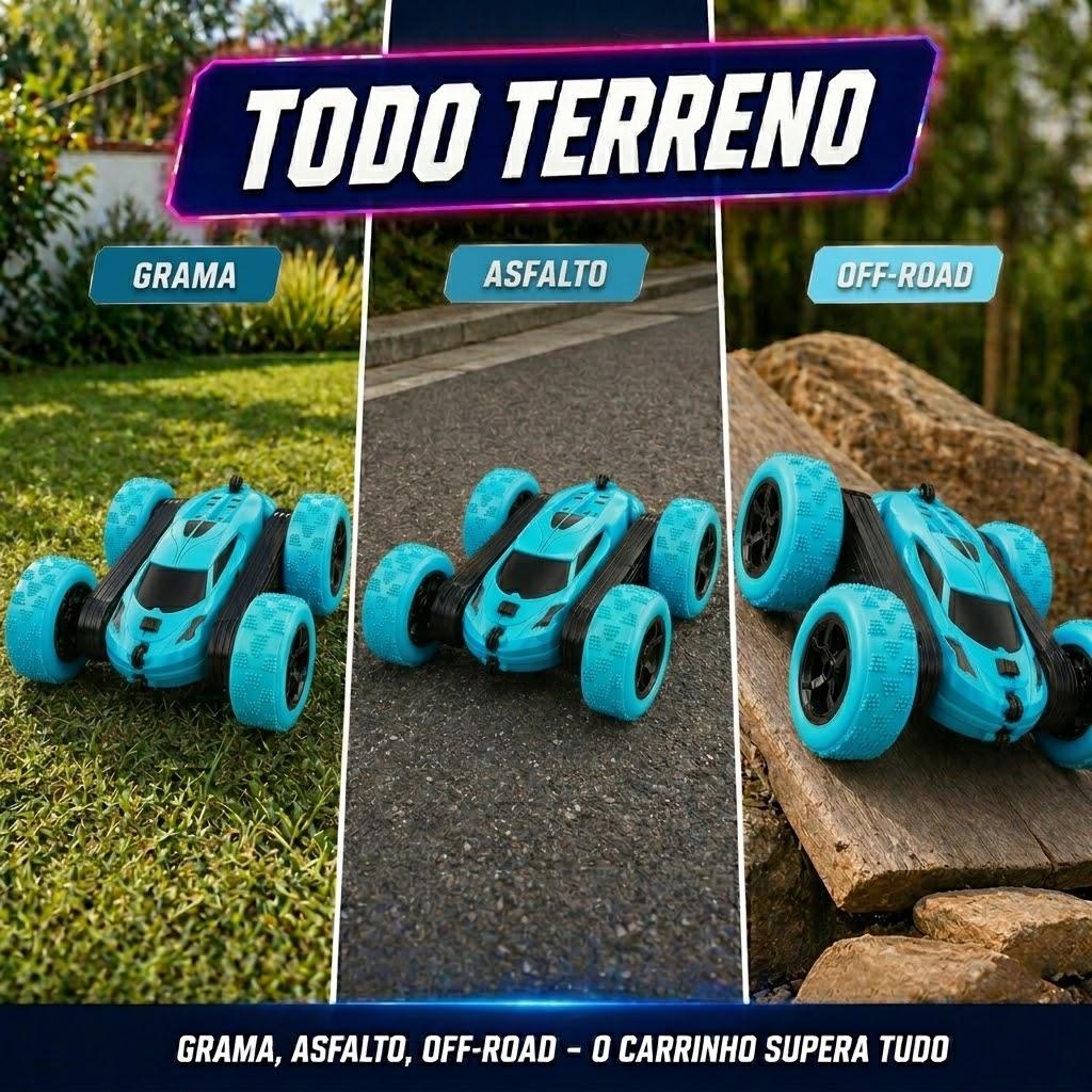 Carrinho De Controle Remoto 4x4 Pirueta Giro 360º Brinquedo Recarregável Maluco Com Luzes Kizumba