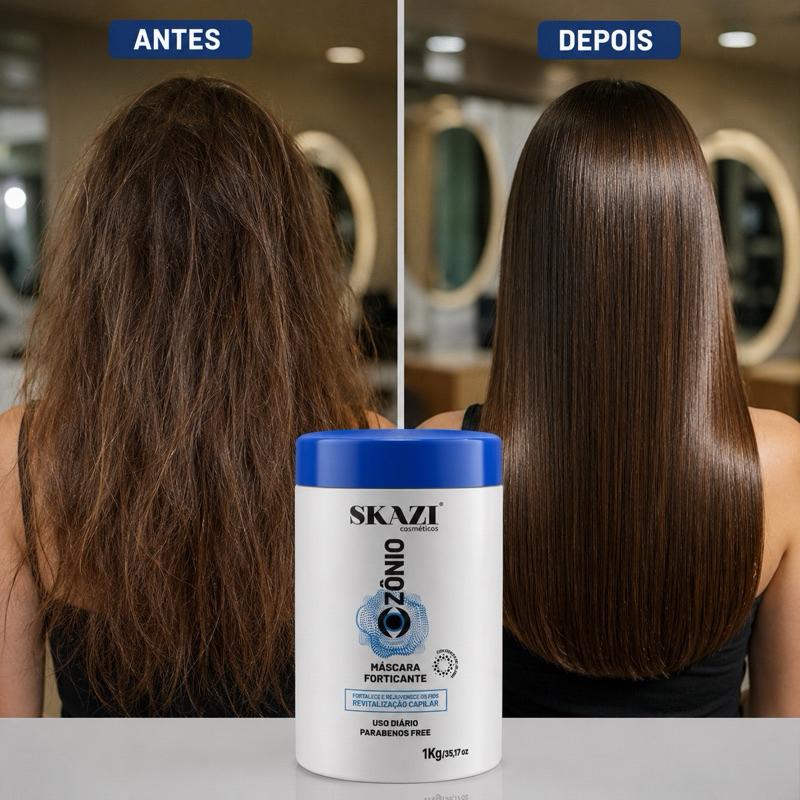 Kit Shampoo Condicionador E Máscara Skazi Ozônio E Esferas De Jojoba Revitalizante 1 Litro