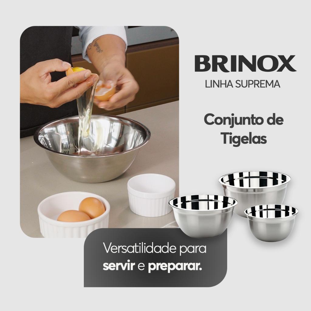 Conjunto De Tigelas Brinox Suprema 3 Peças Aço Inox