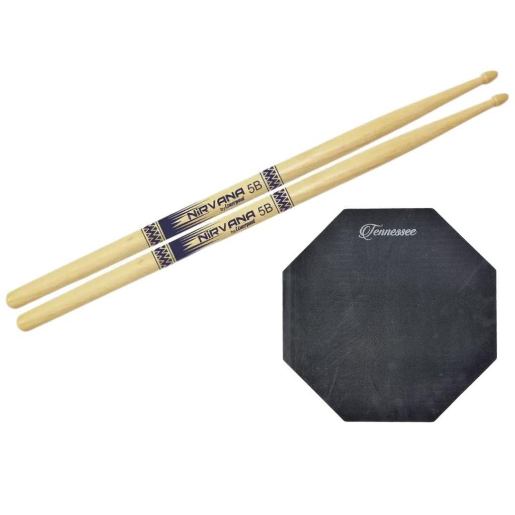 Pad Estudo Bateria Praticável Liverpool 30cm+ Par Baquetas