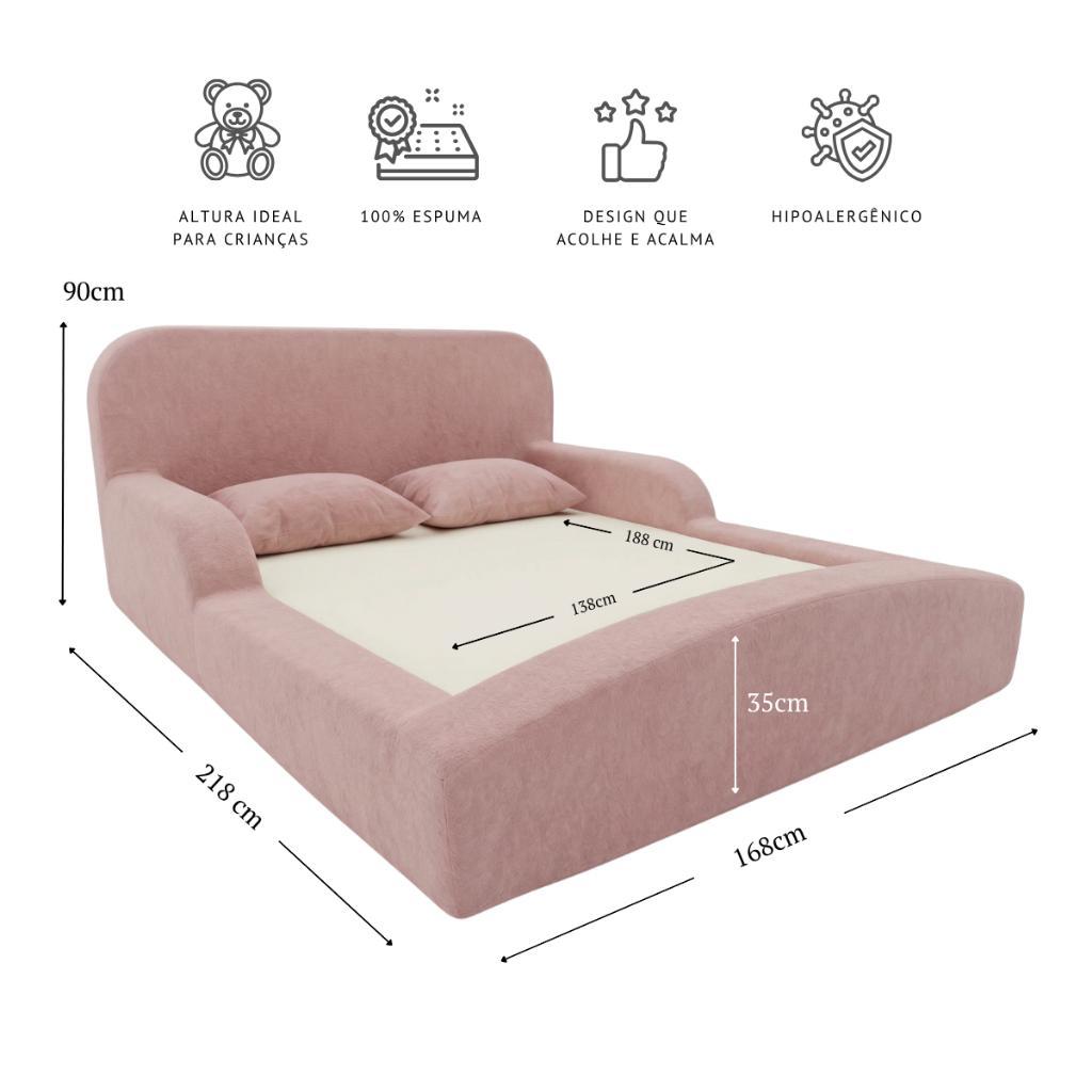 Cama Montessoriana Casal Encanto 100 Espuma Rosa Keiko