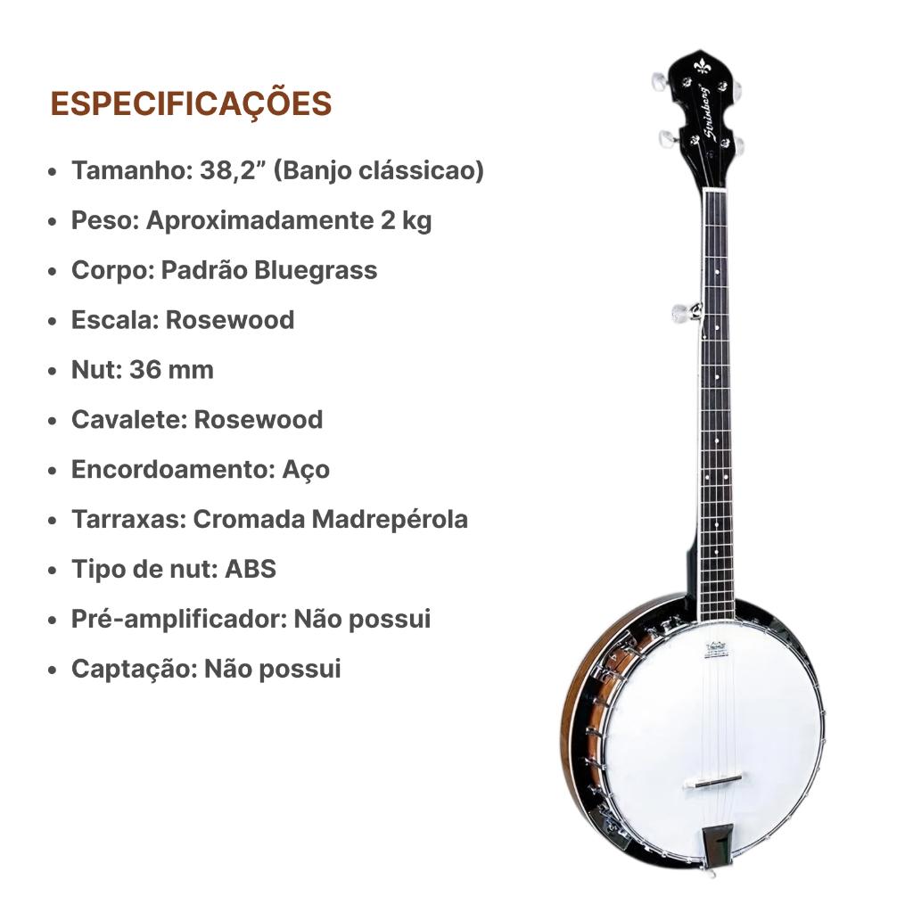 Banjo Acustico Strinberg Wb50 5 Cordas+ Capa Simples