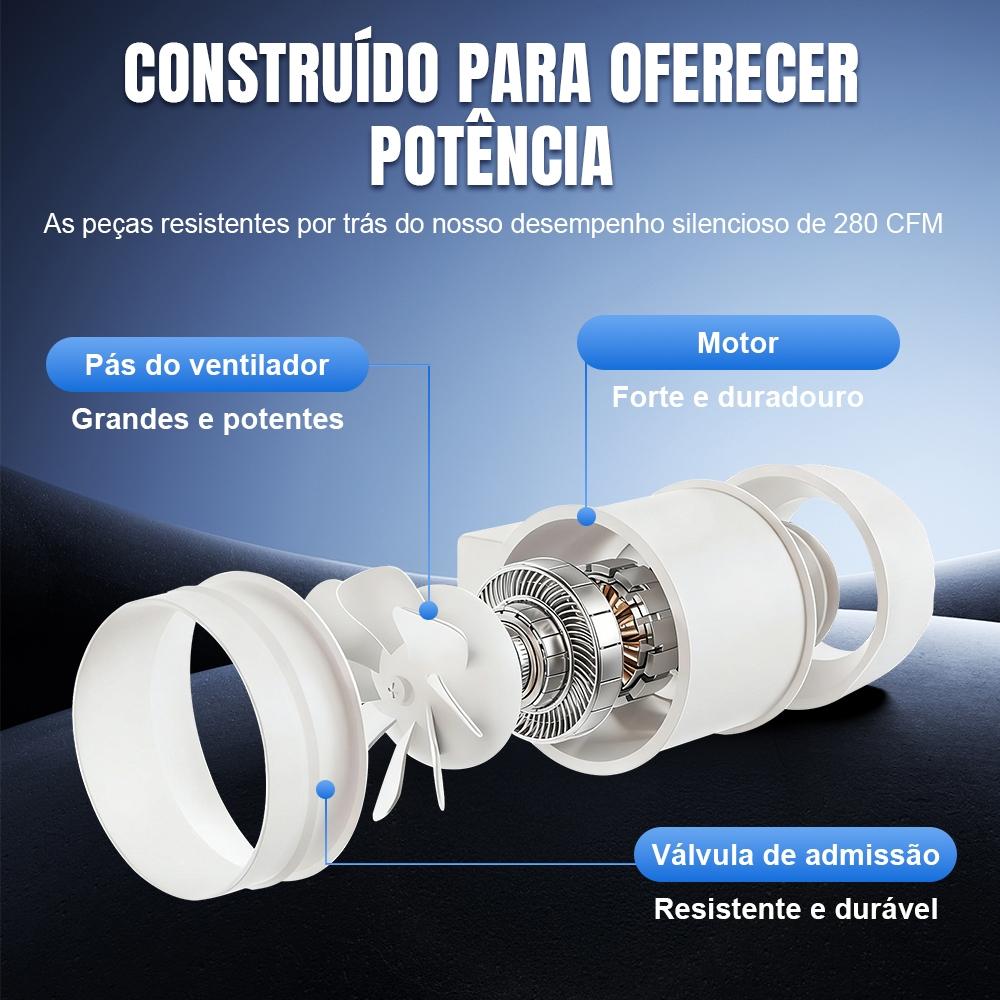 Exaustor Duto Yesop 15cm/20cm 1200m³/h Controle Remoto Silencioso Para Banheiro Cozinha E Industrial 127v/220v