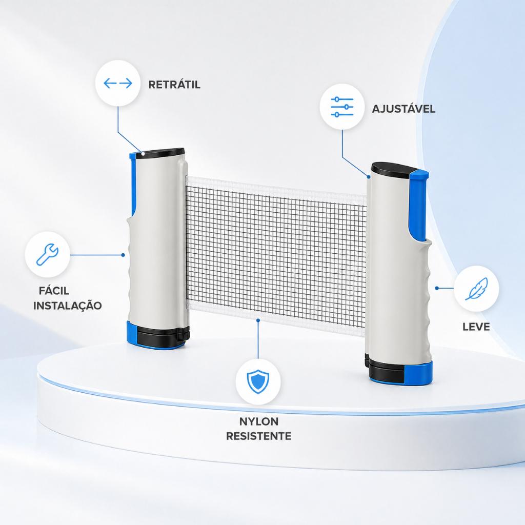 Rede Retrátil Universal Antiderrapante 160cm Lorben Para Ping Pong Tênis De Mesa