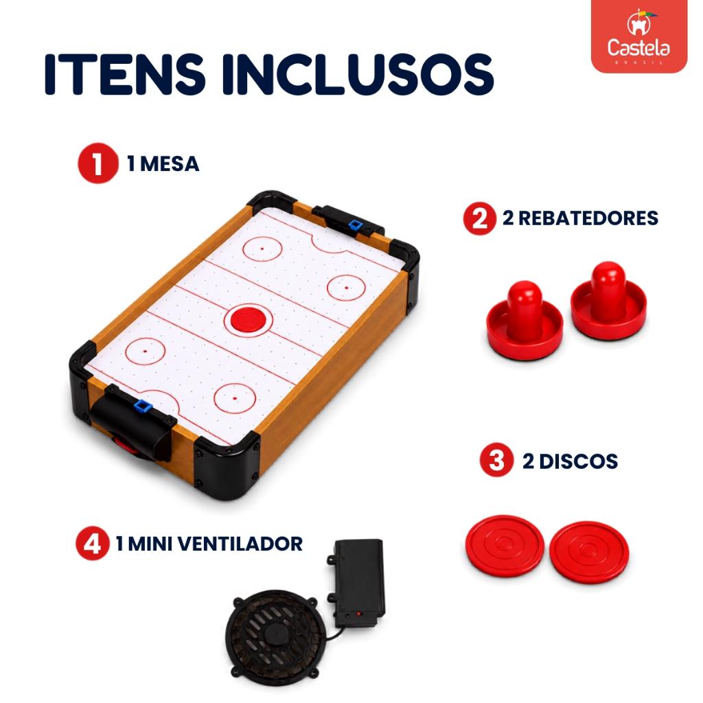 Mesa De Aero Hockey Infantil Portátil Discos Flutuantes Com Air - Castela