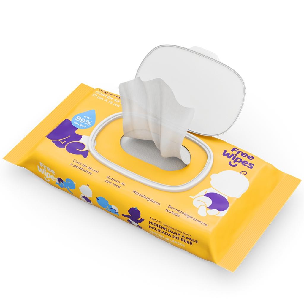 Promo Pack 4 Lenços Umedecidos Baby Free Wipes Cuidado Puro (192un.)