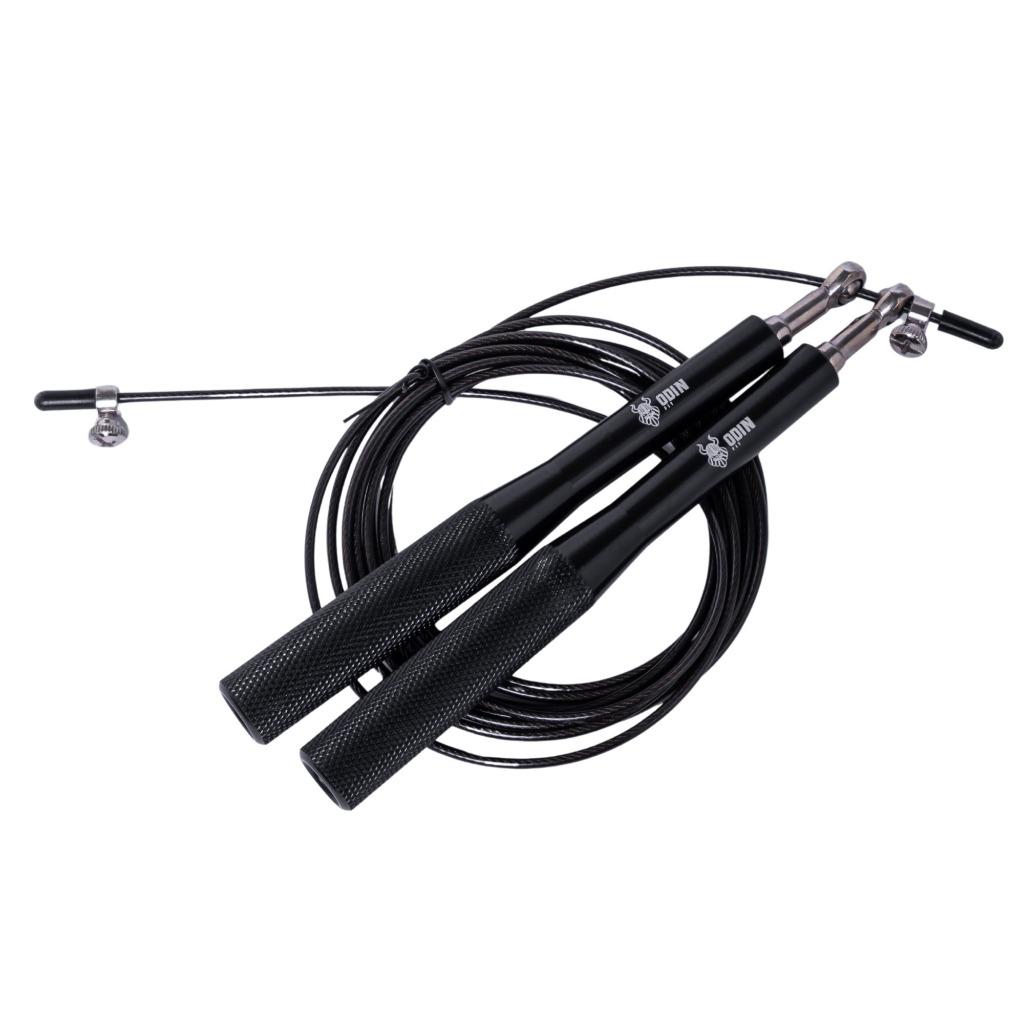 Corda Profissional Cross Speed Rope Aluminio 2 Rolamentos Double Under Preta - Odin Fit