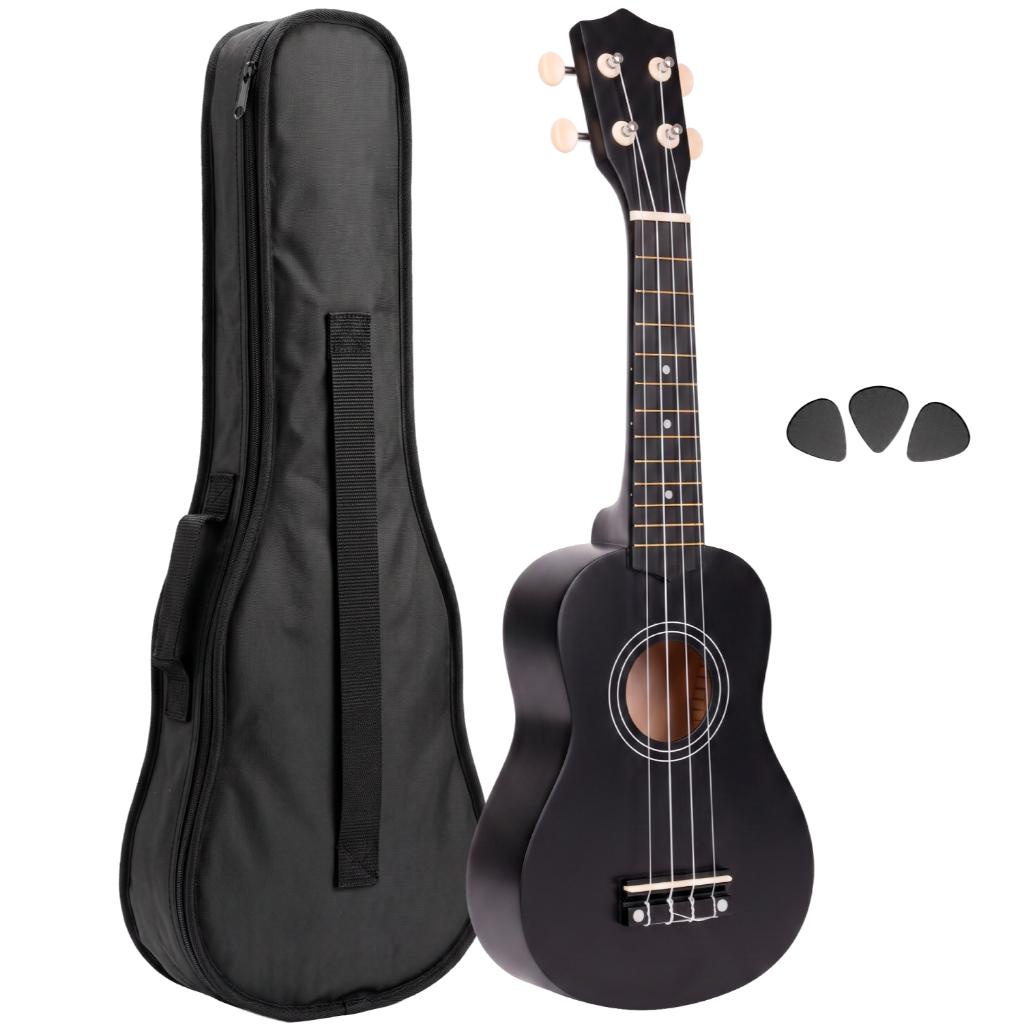 Ukulele Soprano 21 Madeira Concert Acústico Instrumento Musical Kit Com Capa 3 Palhetas 4 Cordas Destro Iniciante