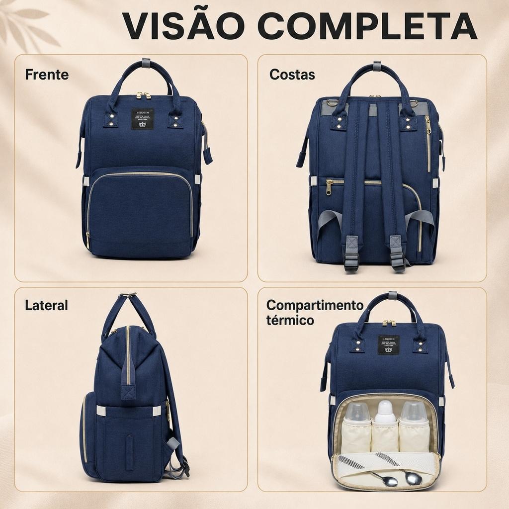 Mochila Sáida Maternidade Feminina Bolsa Lequeen Bebê
