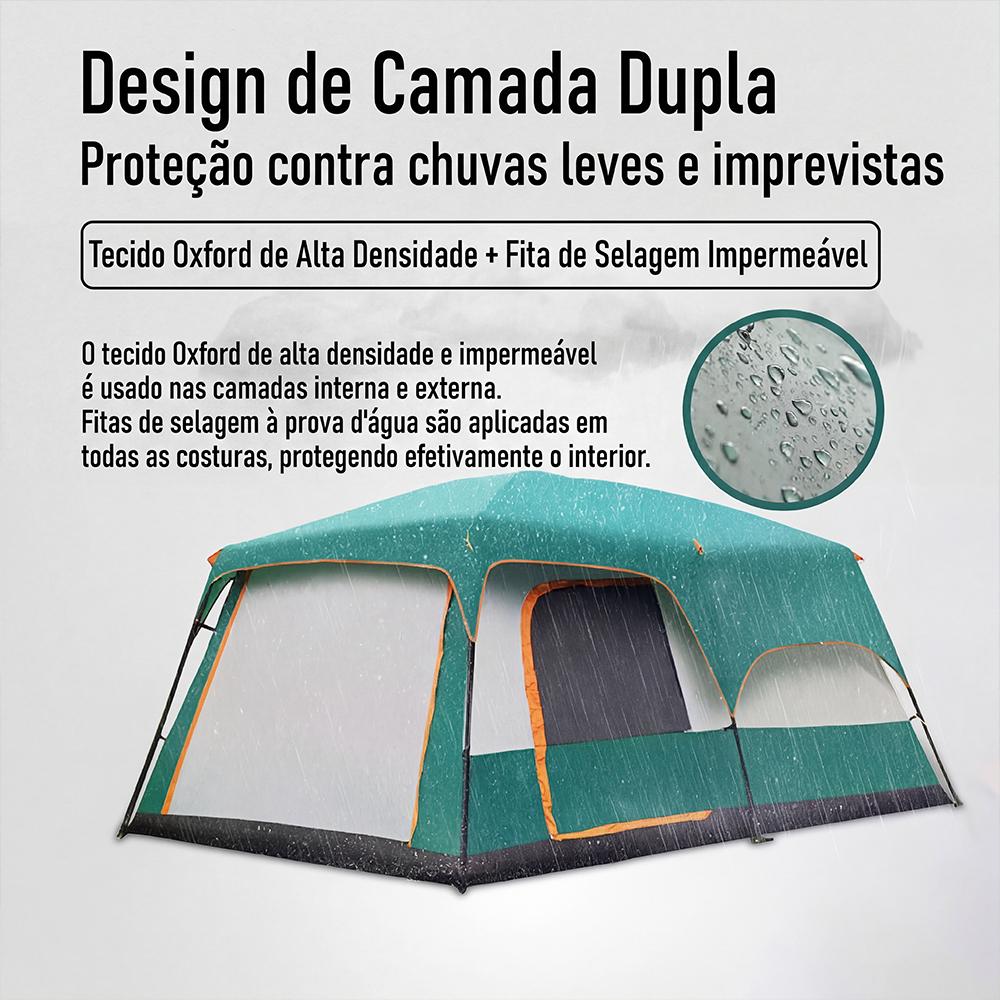 Barraca Camping Acampamento Luxe 12-16 Pessoas Tenda Familiar Grande Varanda 420x305x200cm