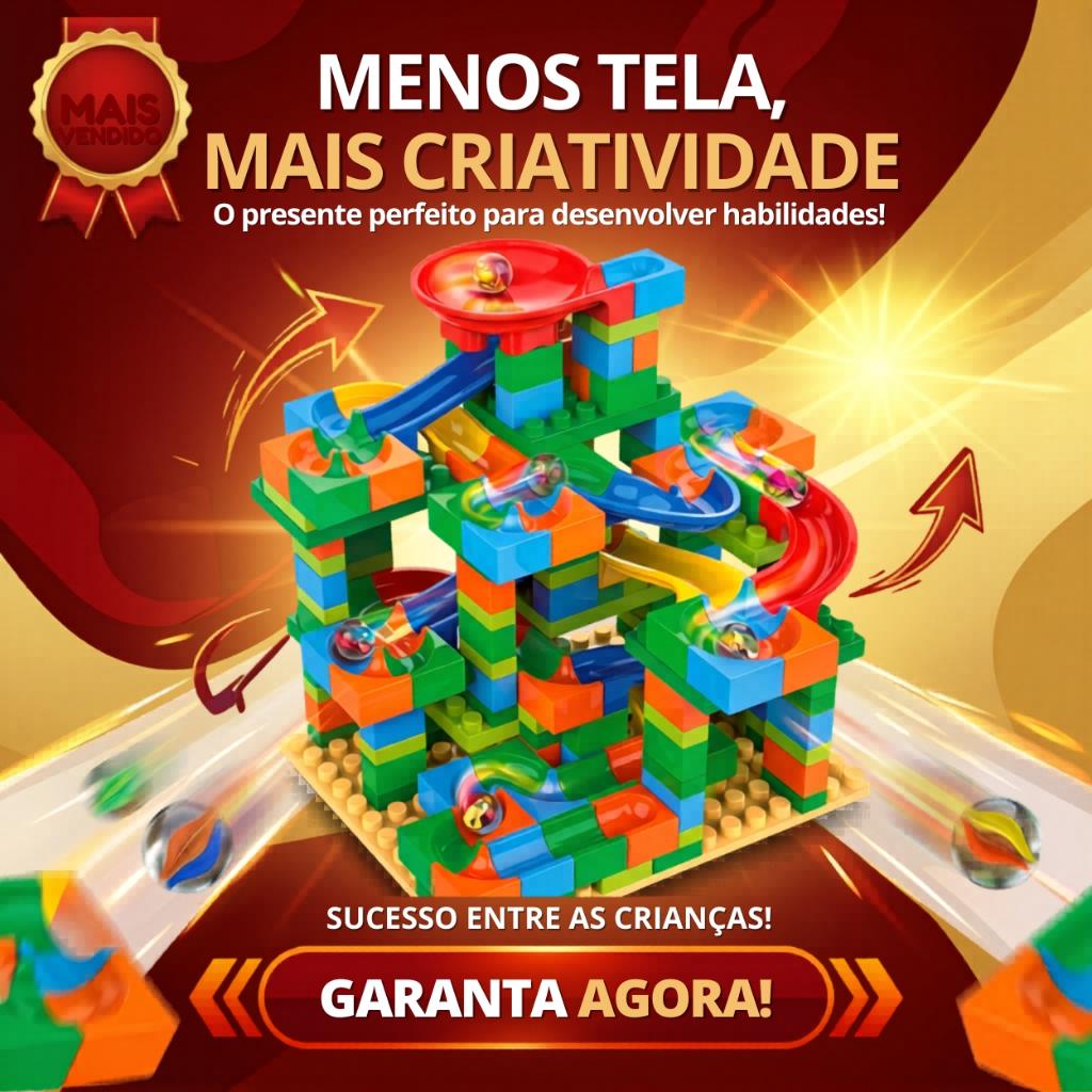 Pista Labirinto 221 Peças Blocos De Montar Rola Bola Educativo Infantil Criativo Coordenação Motora