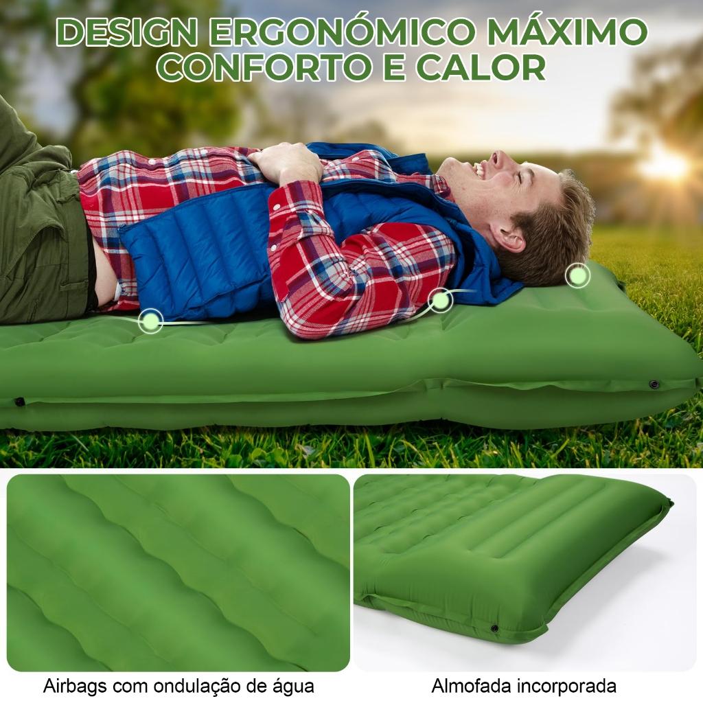 Colchão Inflável Solteiro Joyfox 200x70x12cm Com Bomba De Pé Integrada Para Camping