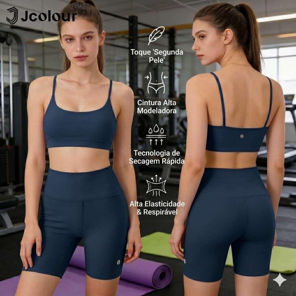 Jcolour Conjunto Fitness Zero Transparencia Academia Short E Top Suplex Bojo Removivel Feminina
