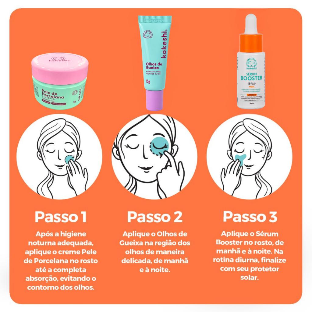 Kit Renovadores Kokeshi Pele De Porcelana Gueixa Sérum Vit C