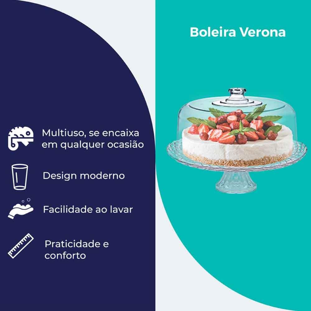 Boleira De Vidro Com Pé E Tampa Plástica Para Bolos E Sobremesas - Ruvolo