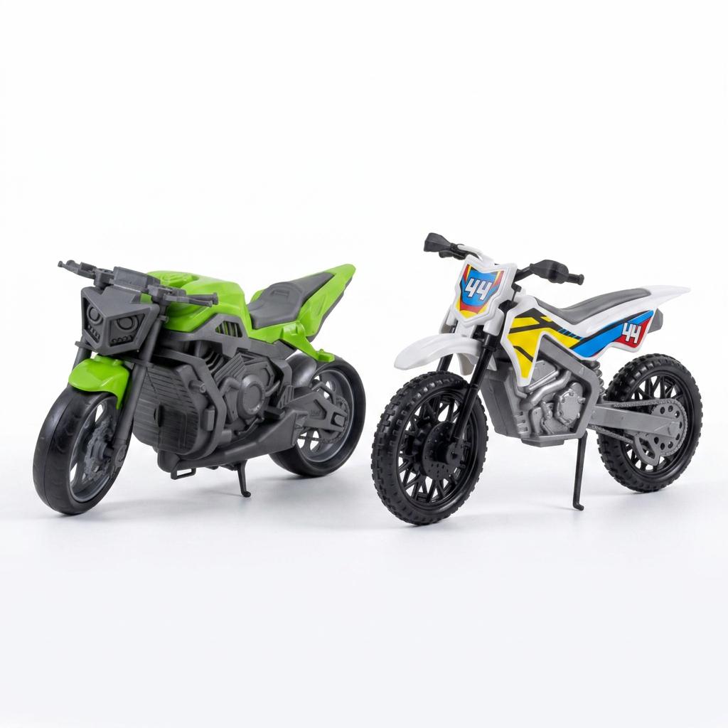 Kit Com 2 Motos Modelo Cross + Esportiva Motinha Brinquedo 18cm Certificado Inmetro Queen Shop