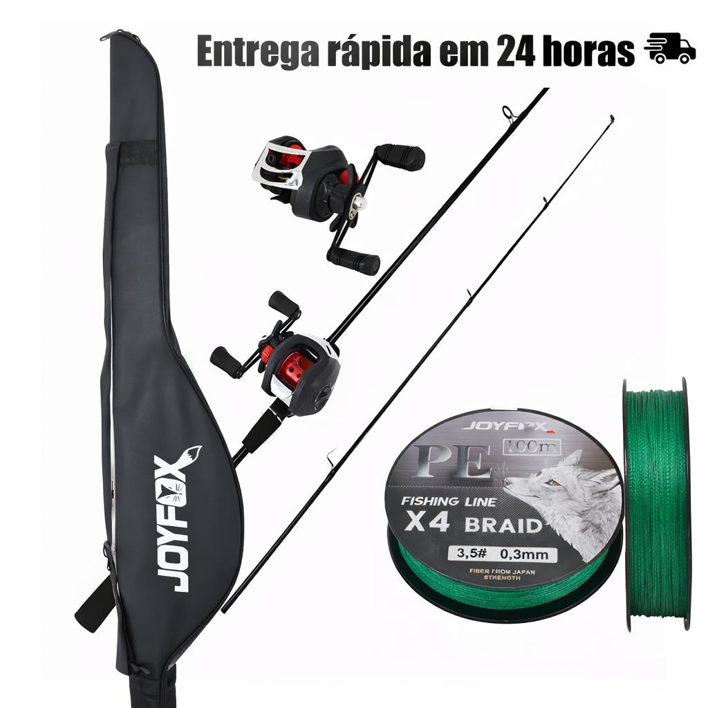 Kit Pesca Carretilha Joyfox Vara + Molinete Baitcasting + Linha + Bolsa
