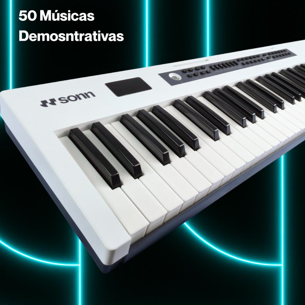 Teclado Musical 61 Teclas 300 Ritmos E Timbres Branco