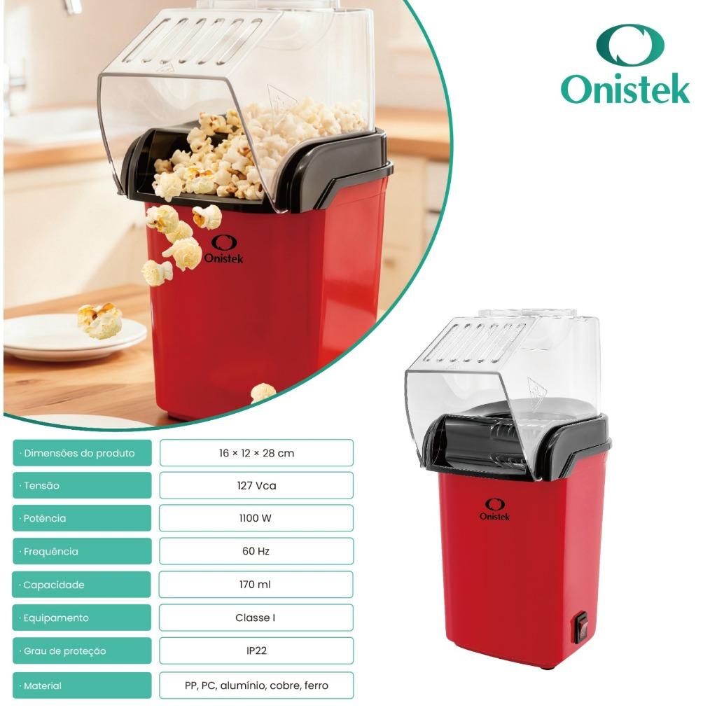 Pipoqueira Elétrica Ar Quente Sem Óleo 1100w Pipoca Crocante Rápida 170ml Vermelha Para Casa