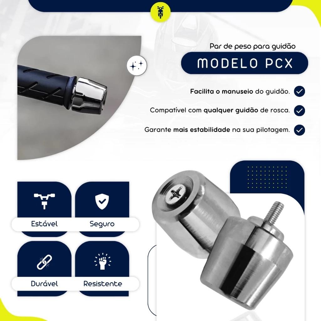 Manopla Cargo + Peso Pesadão Guidão Pcx Cromado + Parafusos