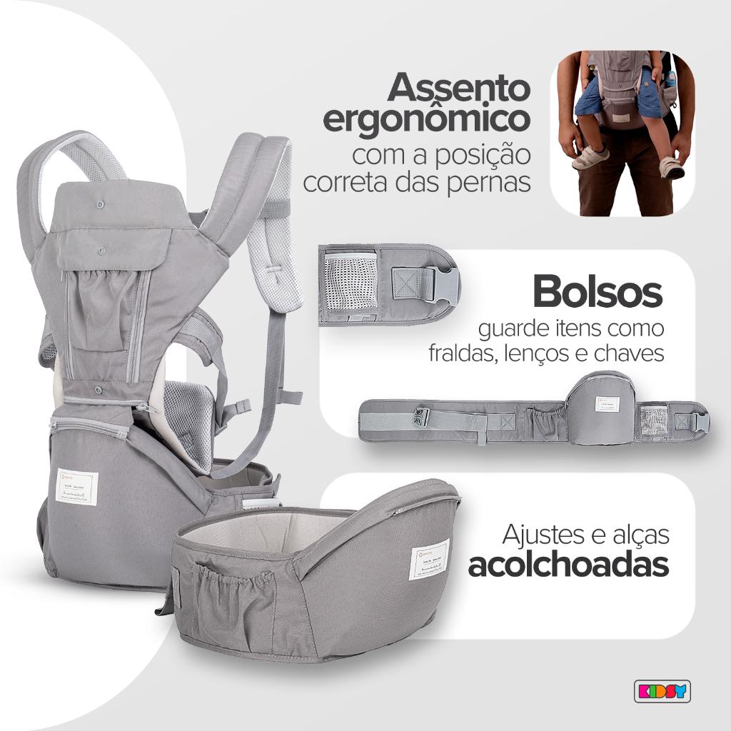 Bolsa Canguru Ergonômica 12 Posições 3 Em 1 Bolsos Externos Bebês 0 A 36 Meses 0 A 36 Quilos Aiebao