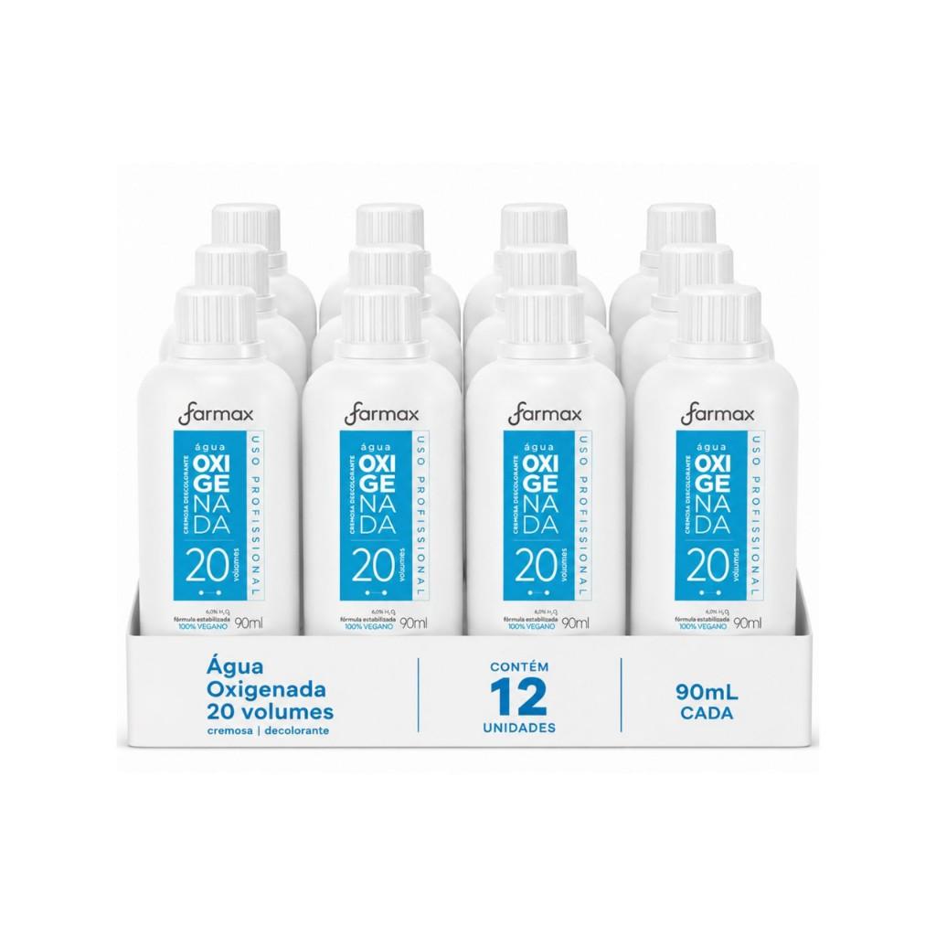 Kit Com 12 Água Oxigenada Cremosa Farmax 20 Volumes 90ml