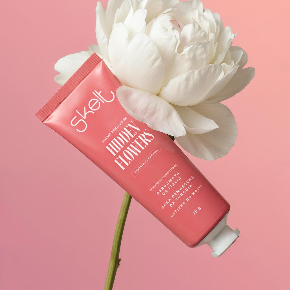 Creme De Mãos Perfumado Hidratante 24h Floral Sofisticado Vegano Skelt Hidden Flowers