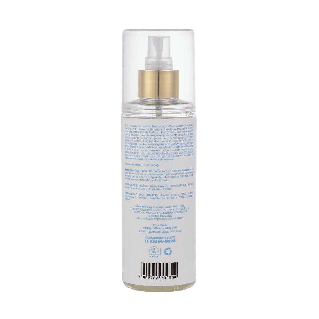 Body Splash Soft Breeze Desodorante Colônia 200ml Barbours Fragrancia Fresco E Cítrico