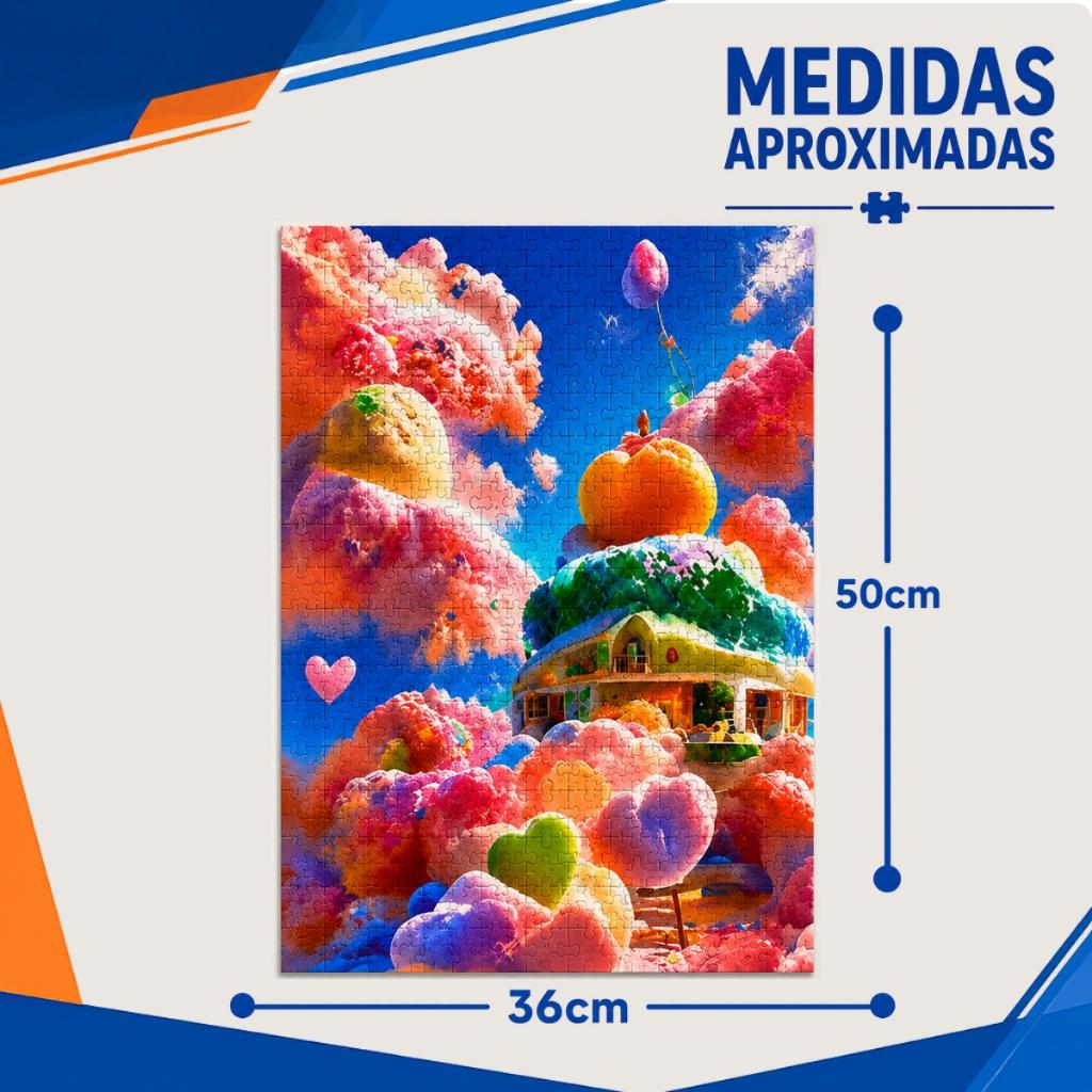 Quebra Cabeça Casa Algodão Doce 500 Peças Puzzle Premium Textura Sedosa - Castela