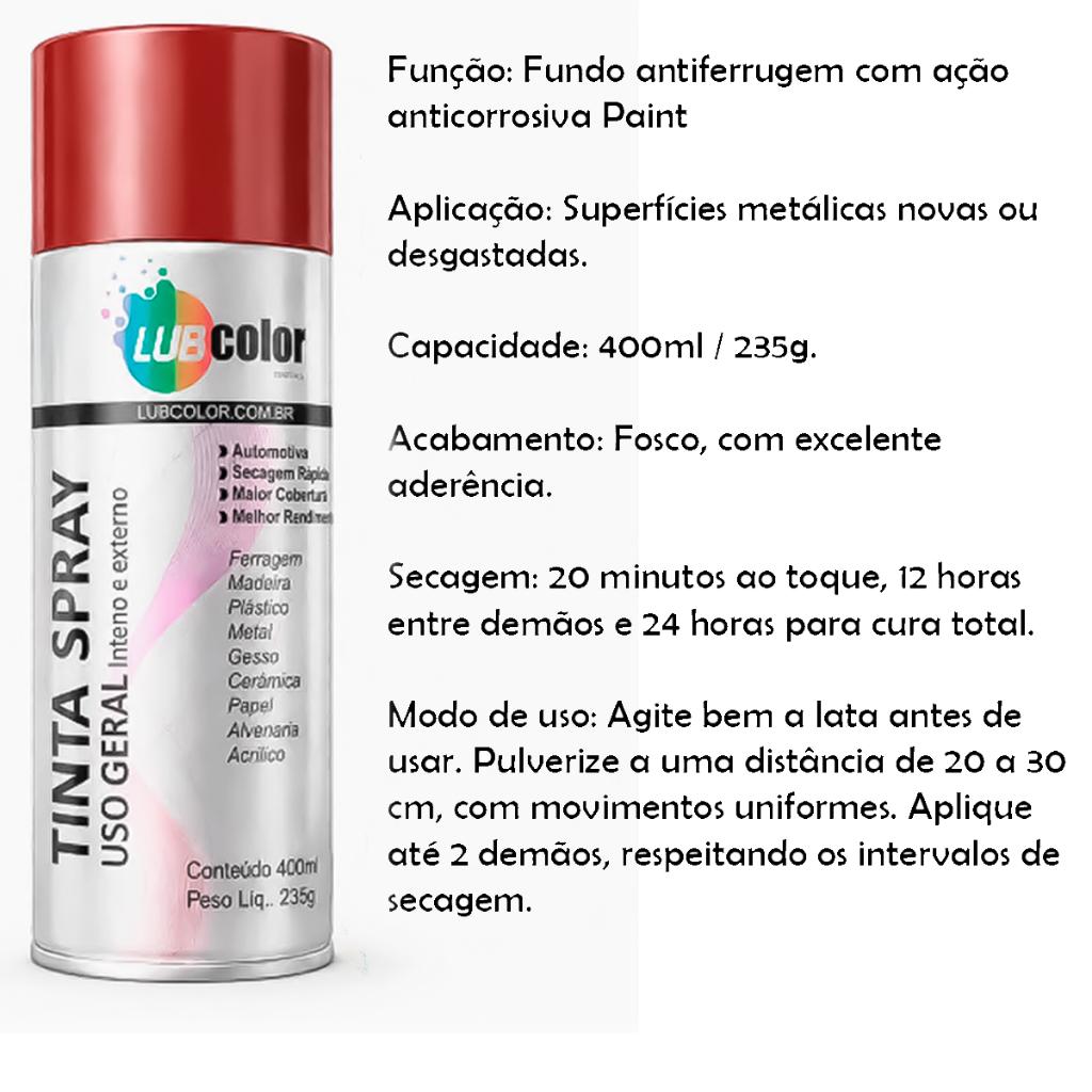Zarcão Spray Anticorrosivo Fundo Antiferrugem Para Metais 400ml Base Para Pré Pintura