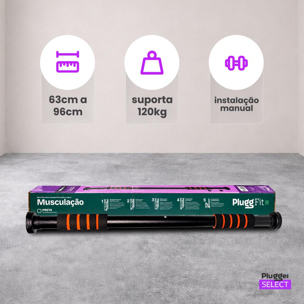 Barra Fixa Porta Exercício Crossfit Treino Musculação Barra Ajustável Porta 63cm 96cm Suporta Até 120kg