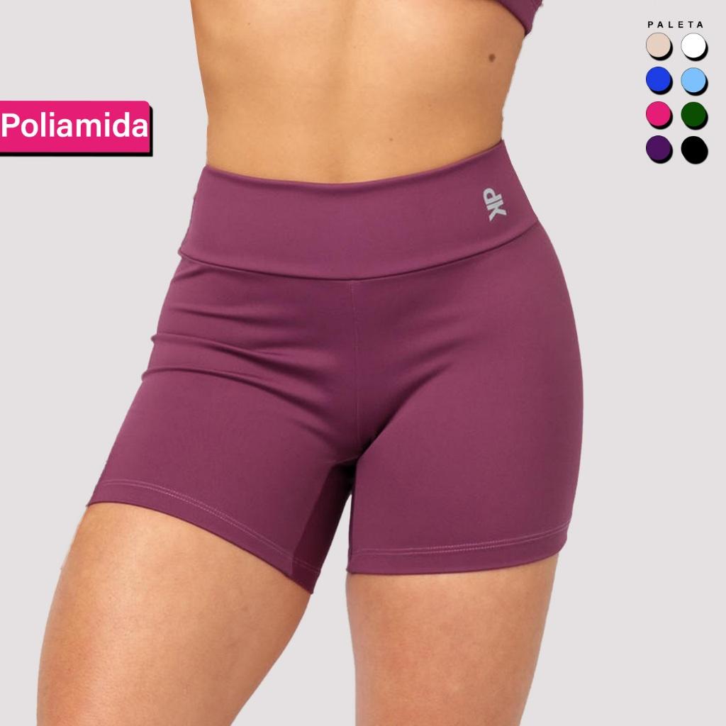 Short Fitness Meia Coxa Cintura Alta Poliamida Premium Zero Transparência Academia Básico Feminino