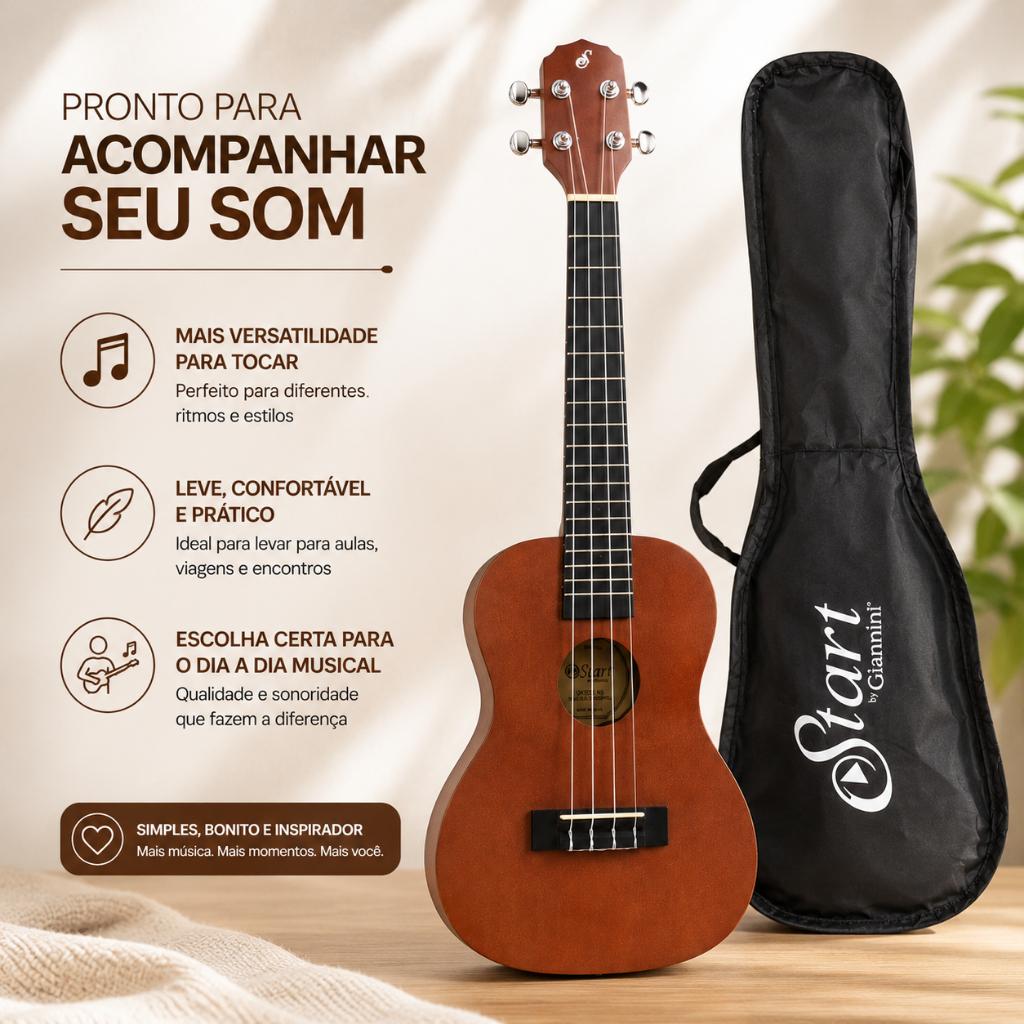 Ukulele Giannini Concerto Uks23ns + 3 Palhetas