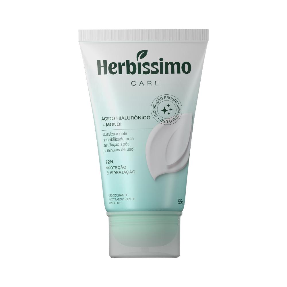 Creme Desodorante Antitranspirante Herbíssimo Bisnaga Care Monoi E Ácido Hialurônico 55g