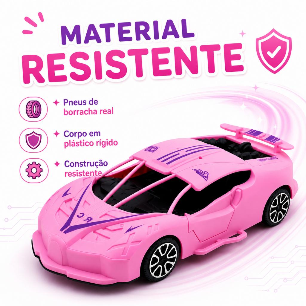 Carrinho De Controle Remoto Super Esportivo Com 2 Funções Frente Tras Menina Kizumba