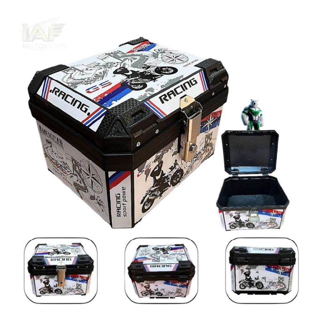 Baú Bauleto Para Moto 45 Litros Universal Base Kit Fixação Completo Trava Anti Furto