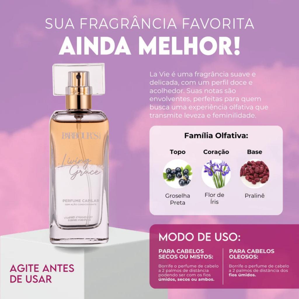 Perfume Capilar Living Grace Barbour S Beauty 50ml Finalizador Termoativo
